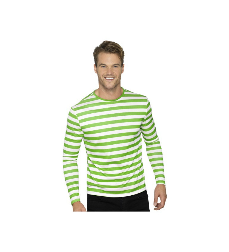Pruhované tričko - zeleno-bílé