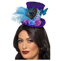 Mad Hatter Mini Feather Hat, Purple