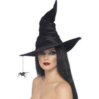 Čarodějnický klobouk s visícím pavoukem