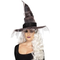 Čarodějnický klobouk - šedo-hnědý