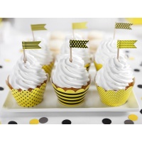 Vlaječky na cupcake - žluto-černé