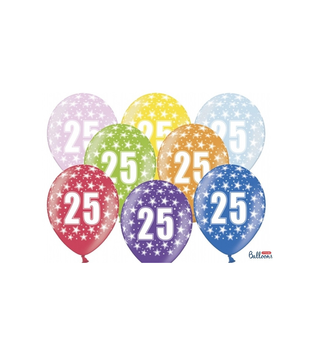 Barevné latexocé balónky s číslem "25"