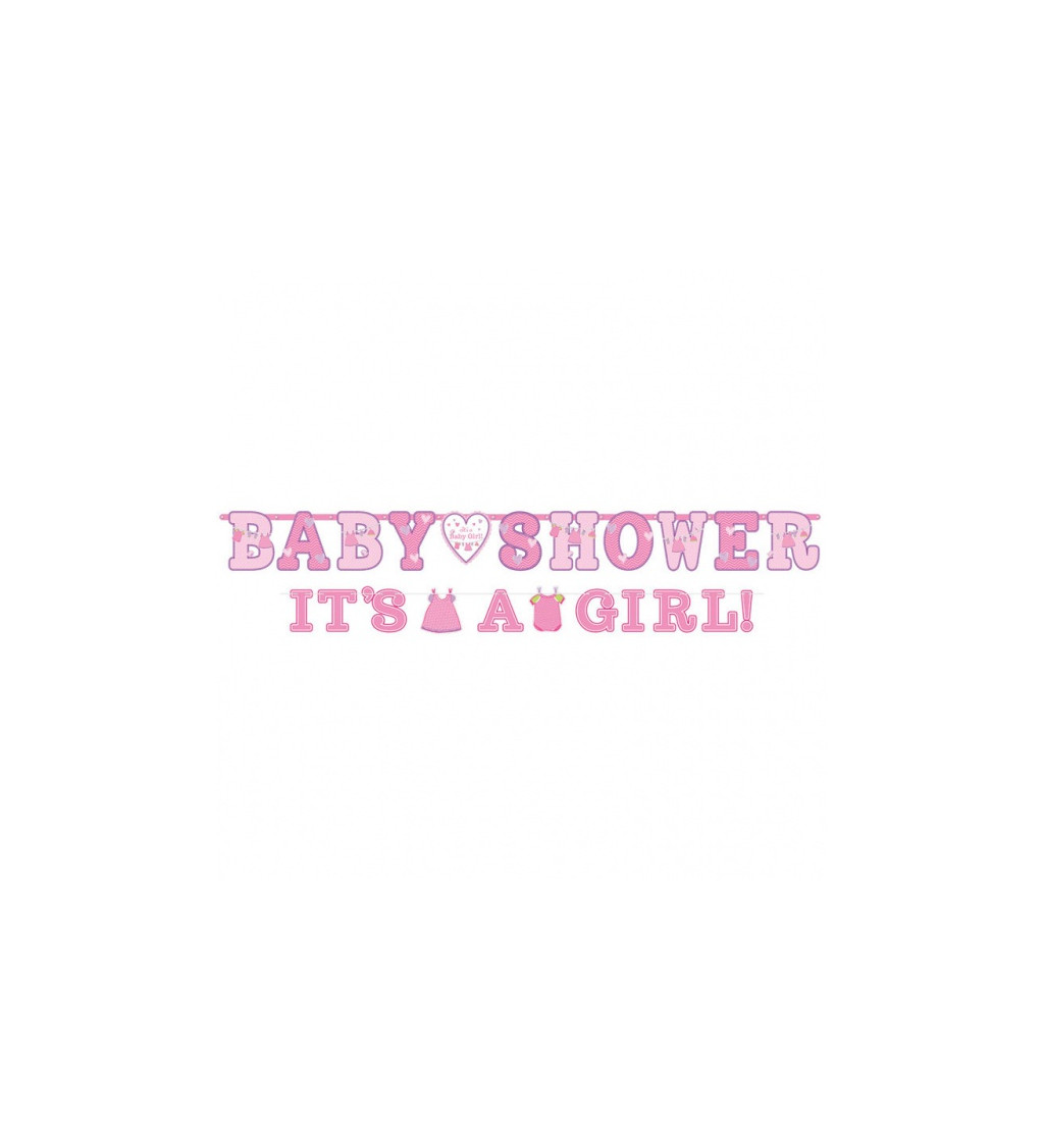 Girlanda baby shower - růžová