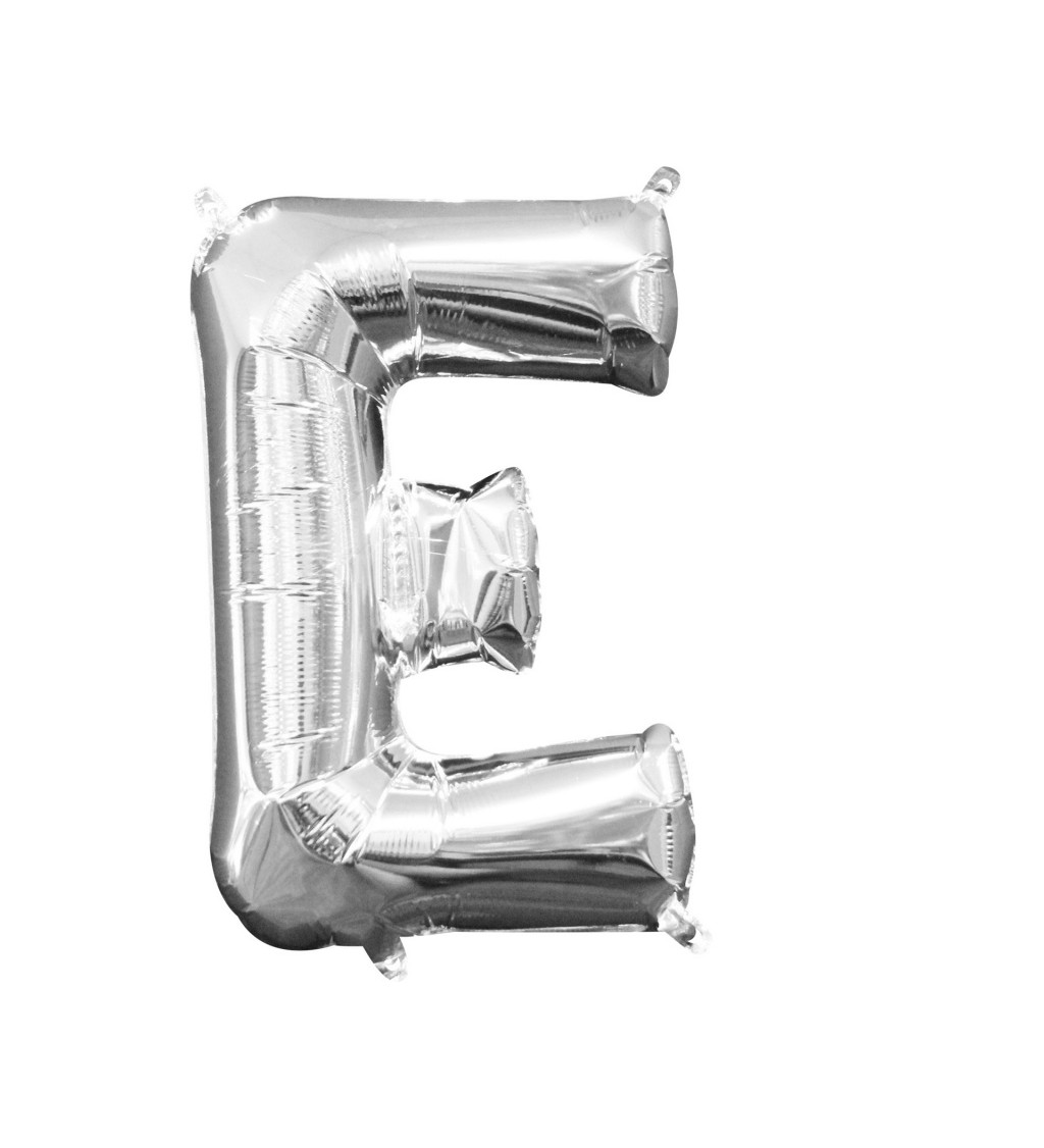 Stříbrný fóliový balónek "E" - malý