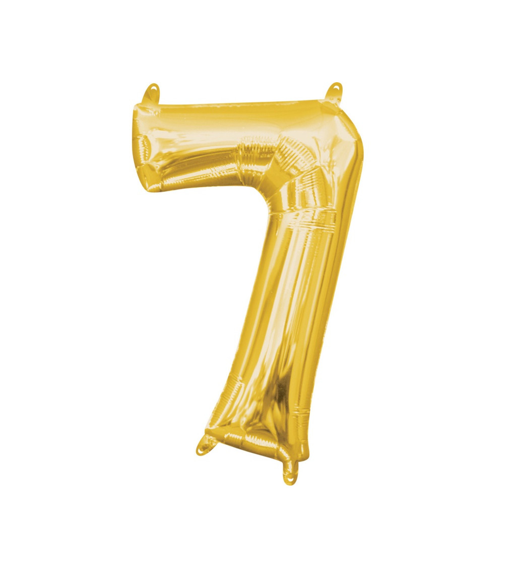 Fóliový zlatý balónek číslice 7