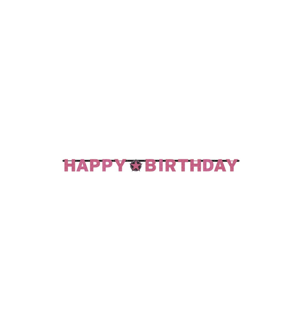 Písmenová růžová girlanda Happy Birthday