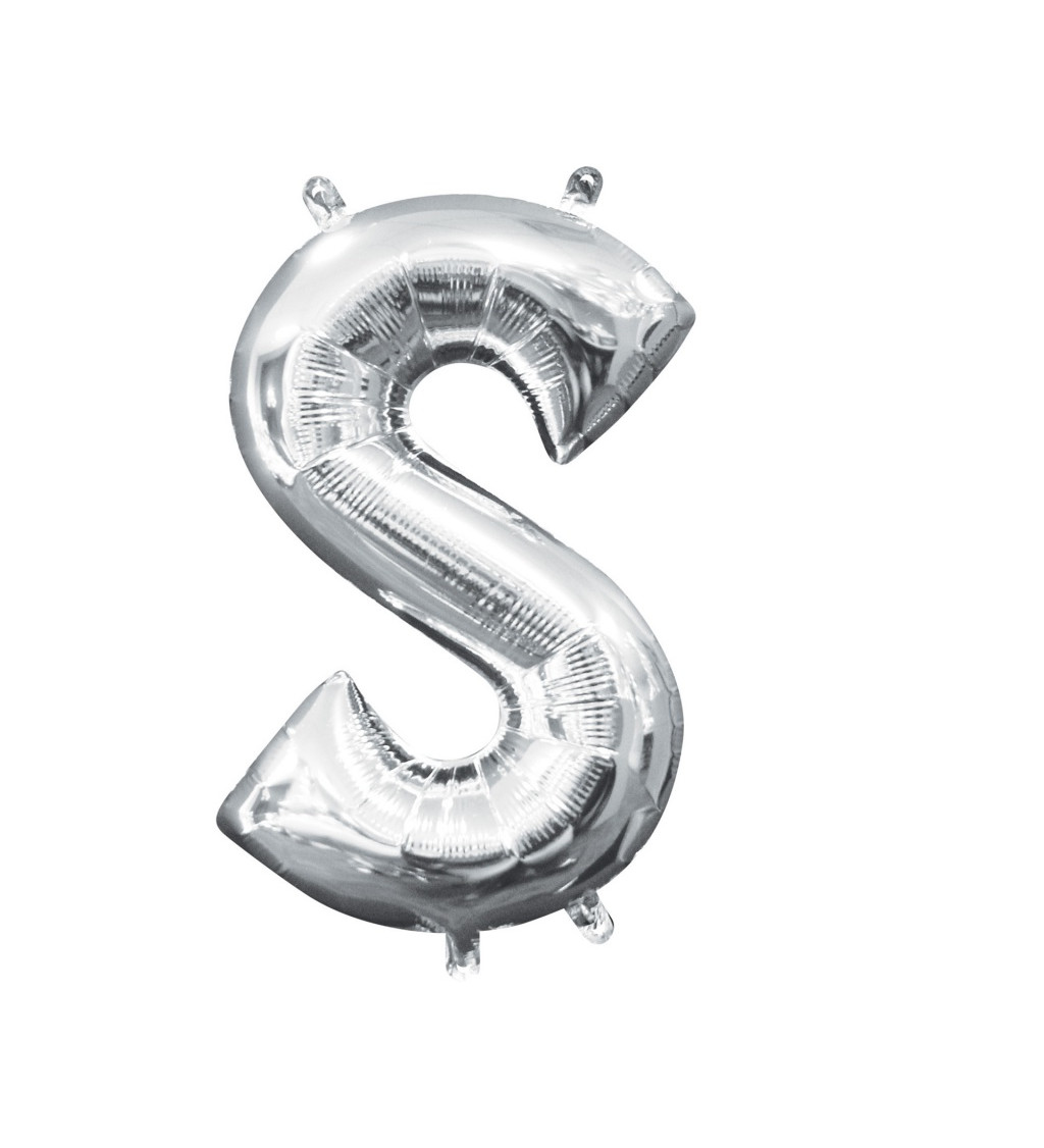 Stříbrný fóliový balónek "S" - malý