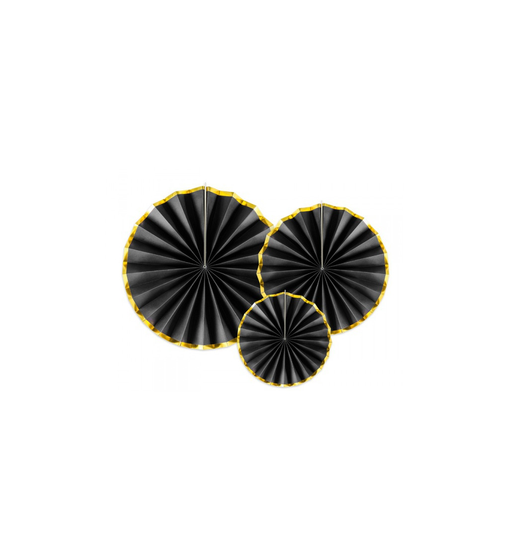 Černé závěsné rozety - zlatý lem