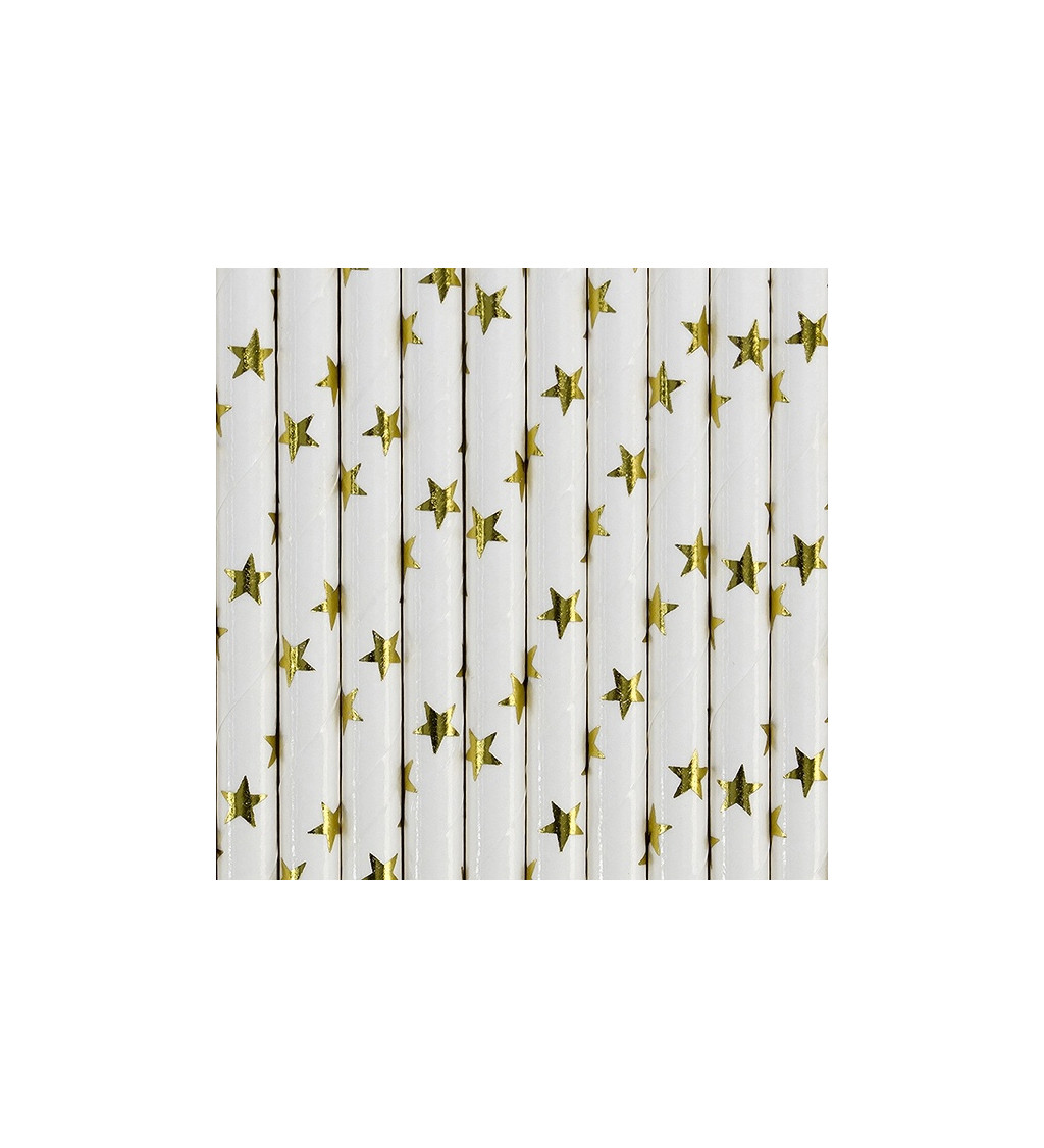 Papírová brčka - zlaté hvězdy
