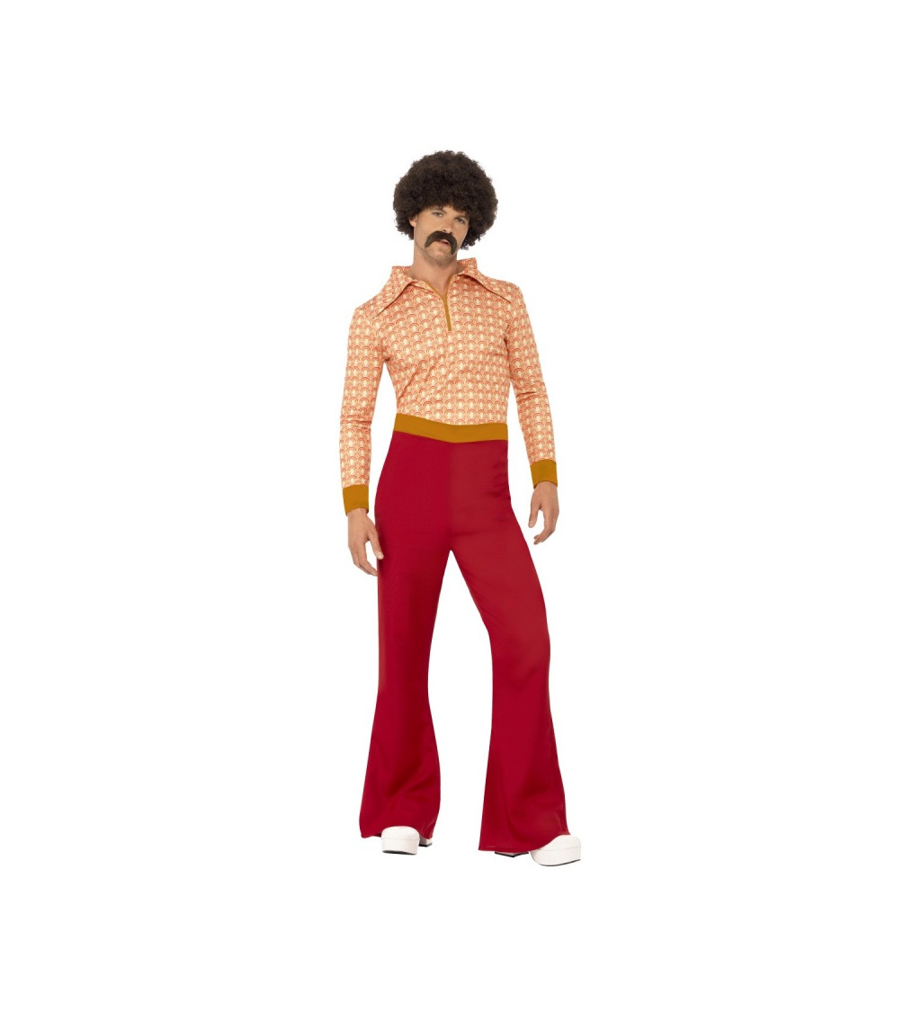 Kostým pro pány 70. léta oranžovočervený