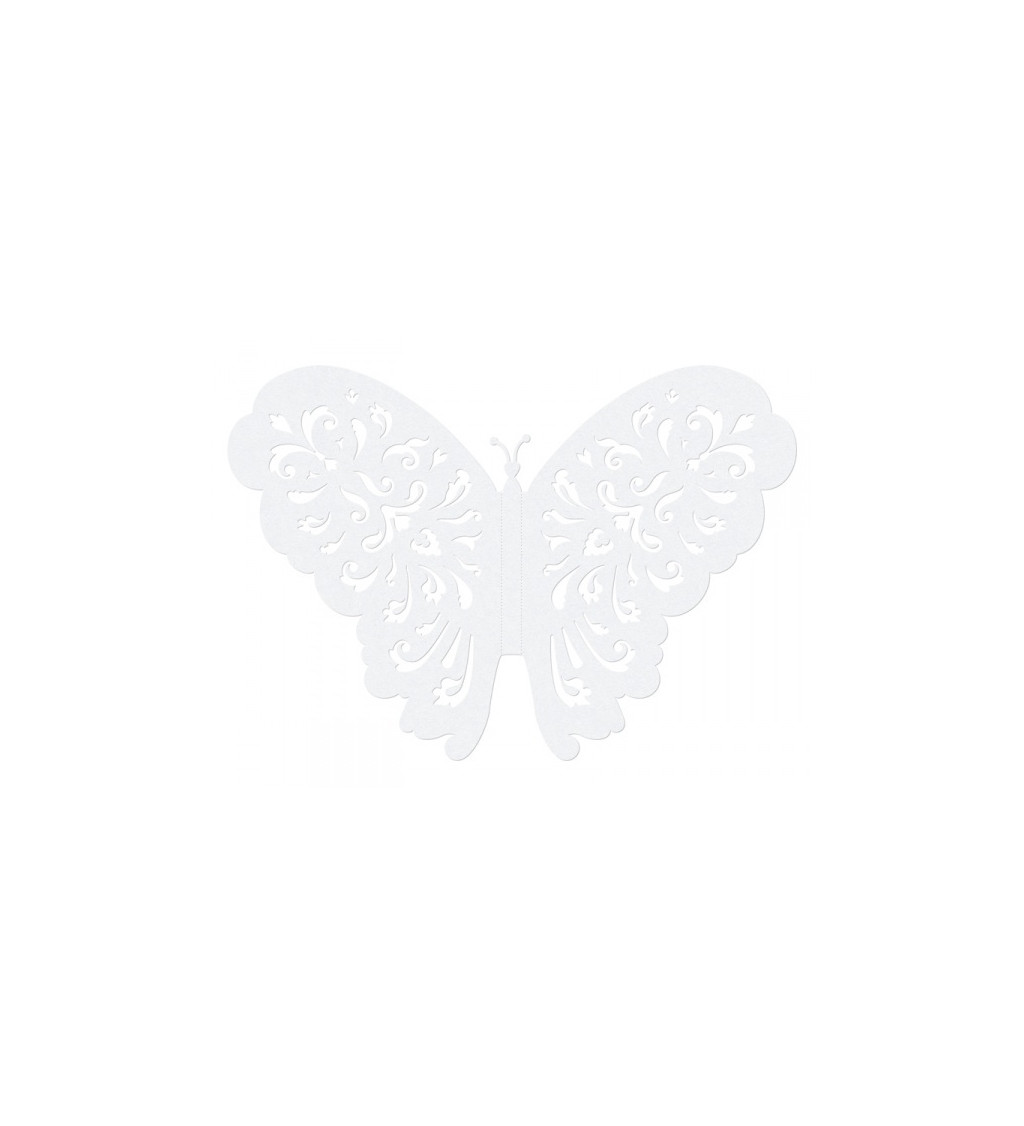 Bílá dekorace - papíroví motýlci