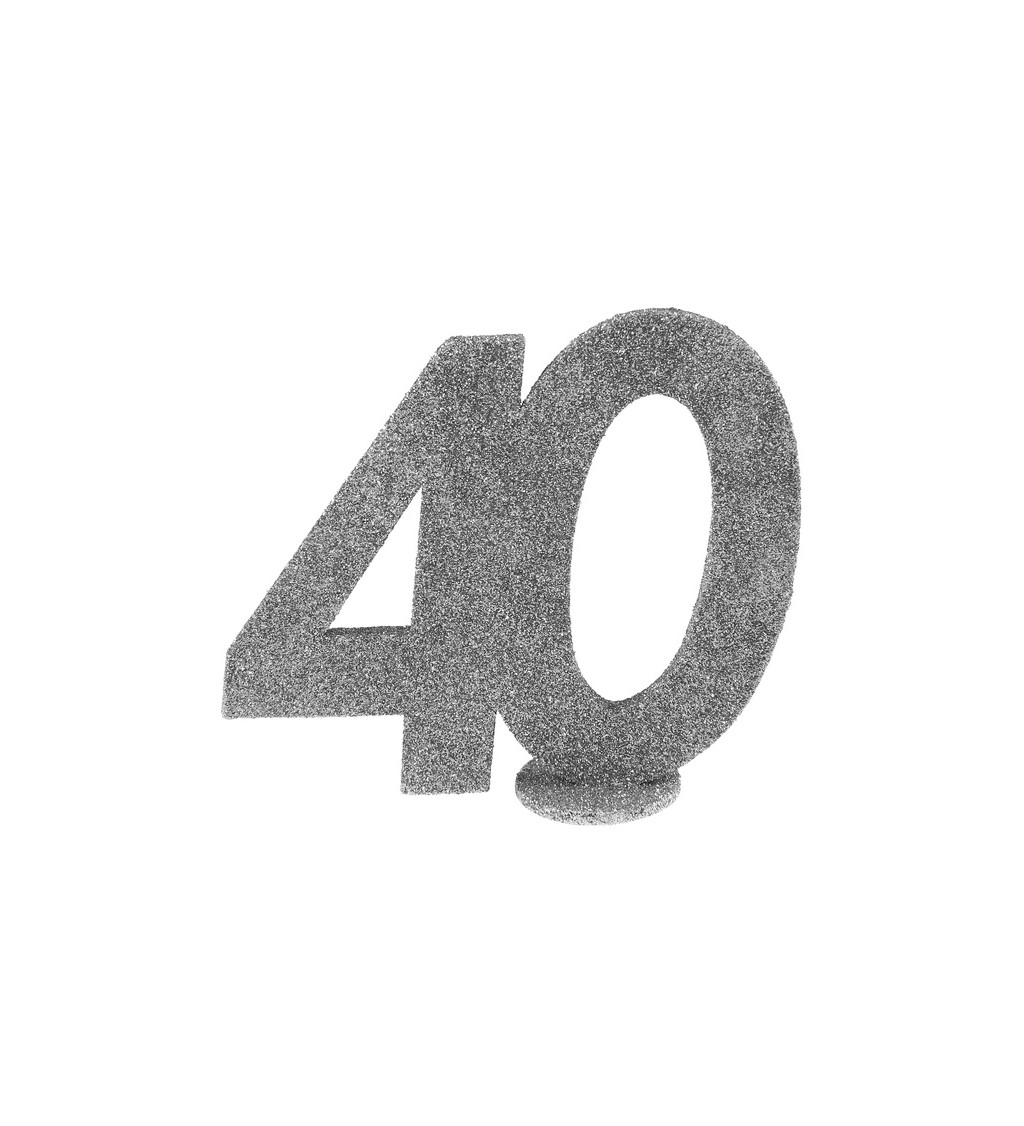 Číslo 40 - stříbrná dekorace na stůl