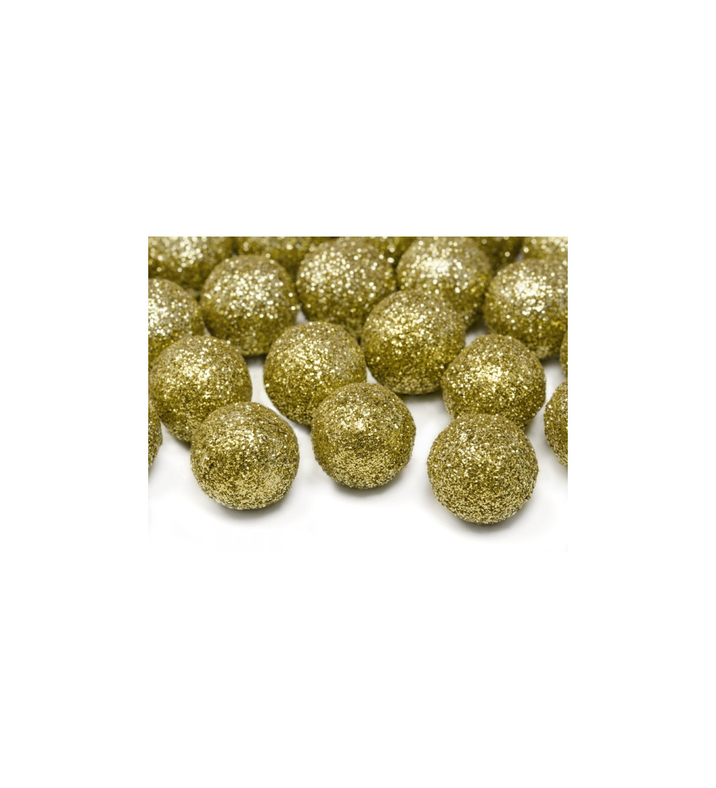 Zlaté dekorační balónky s třpytkami (2 cm)