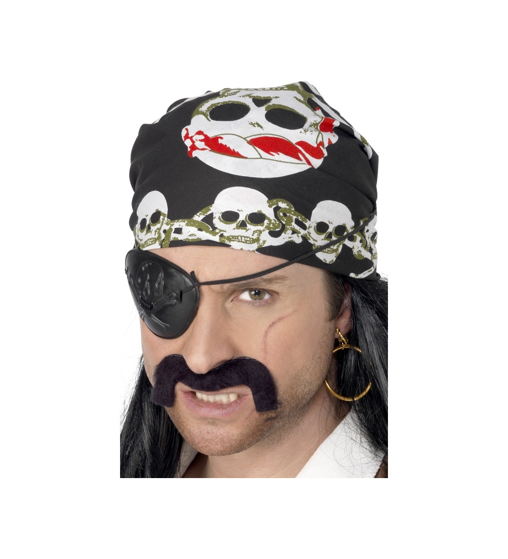 Pirátský šátek s lebkami
