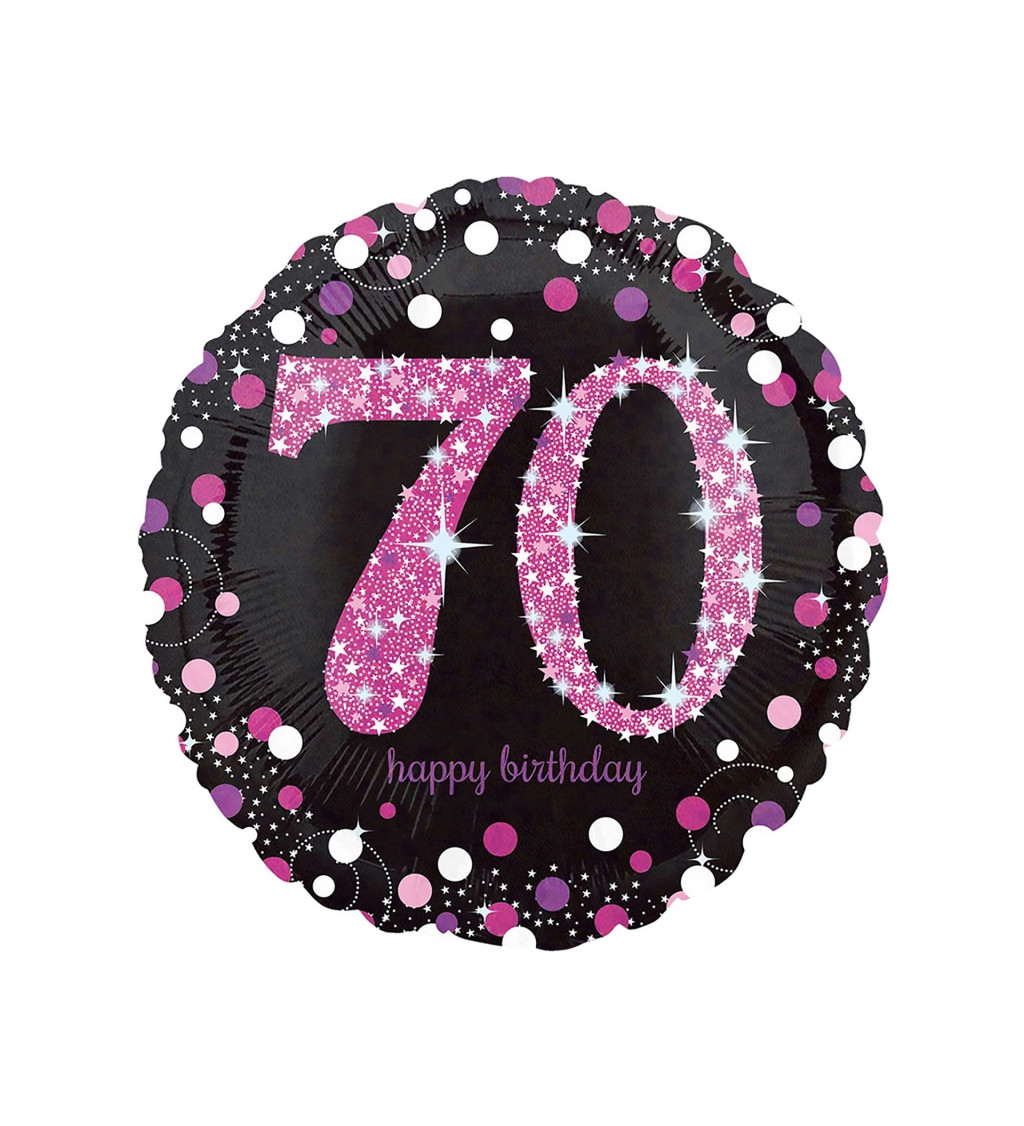 Růžový balónek - "70 happy birthday"