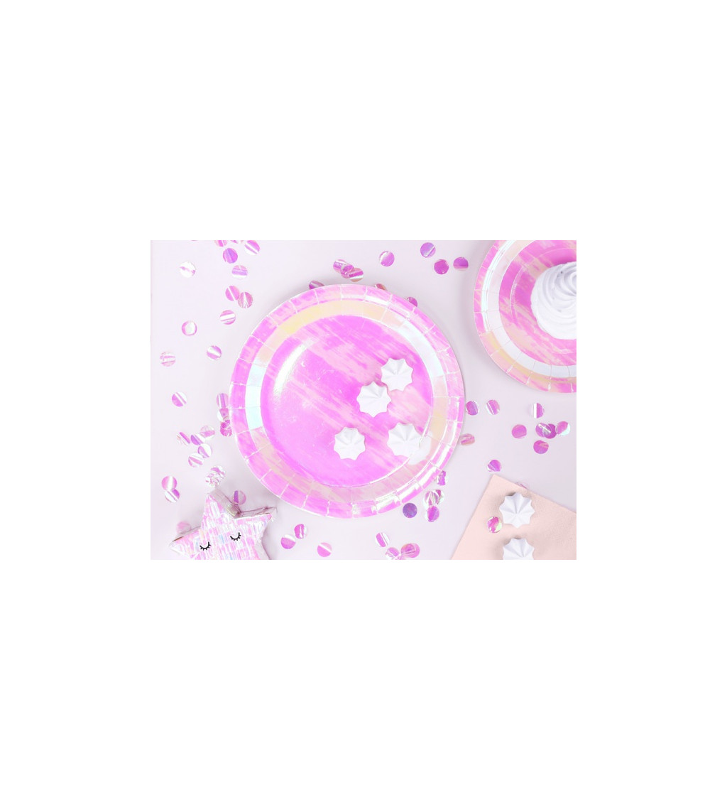 Měnící se kulaté talířky - růžové (23 cm)