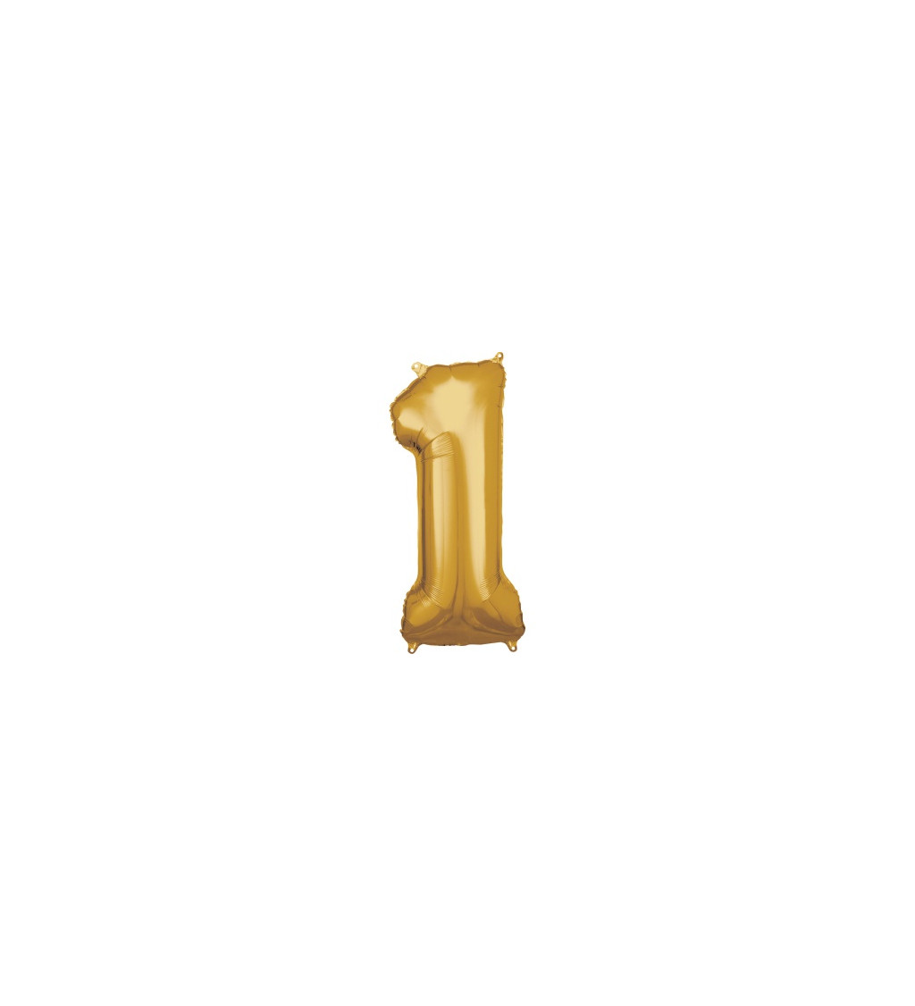 Fóliový zlatý balónek číslice 1