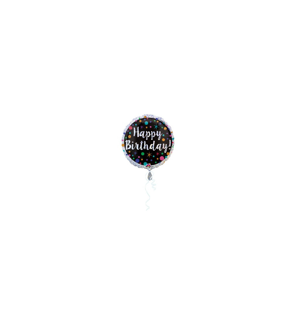 Fóliový balónek Happy Birthday - puntíky