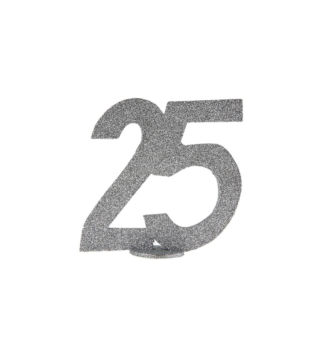 Stříbrná dekorace - "25" - stříbrná