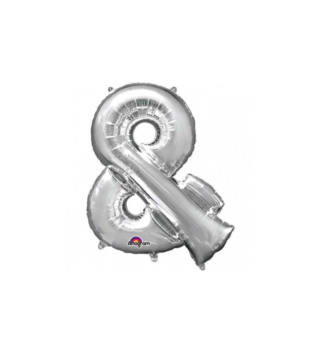 Fóliový mini balónek znak & - stříbrný