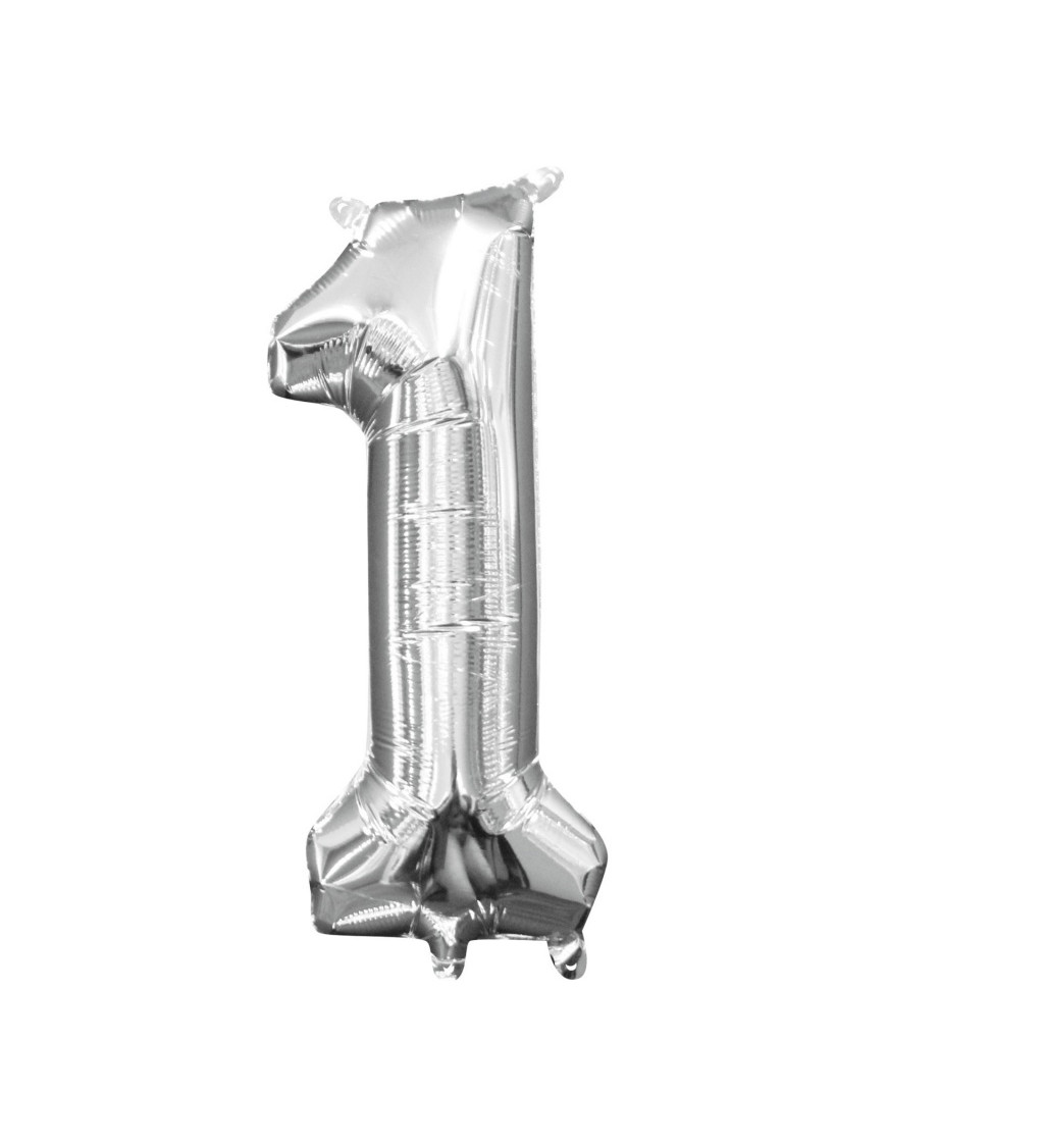 Stříbrný fóliový balónek čísla 1 - malý