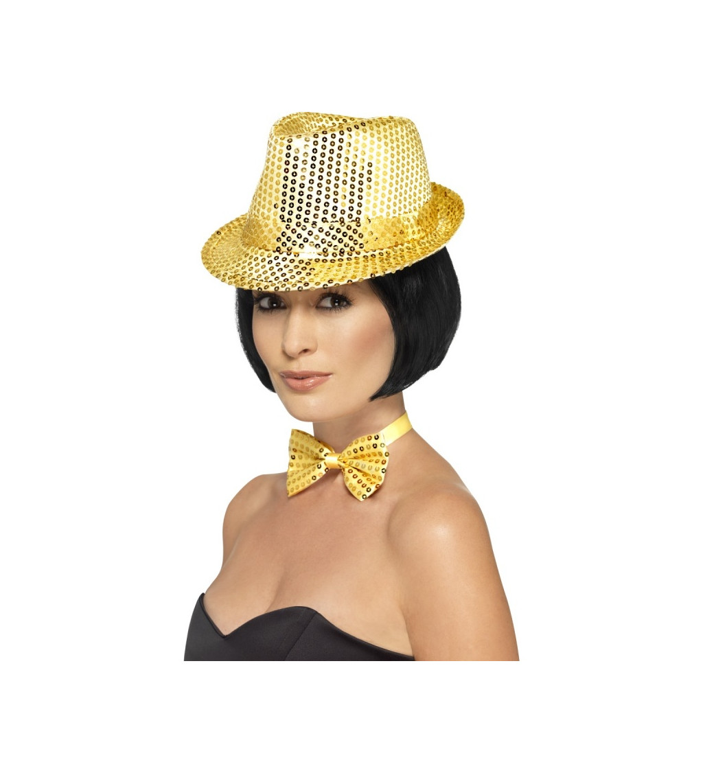 Zlatý flitrovaný klobouček