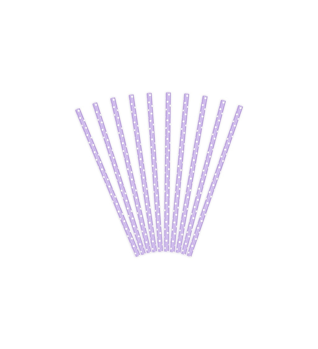 Papírové brčko - fialové s puntíky