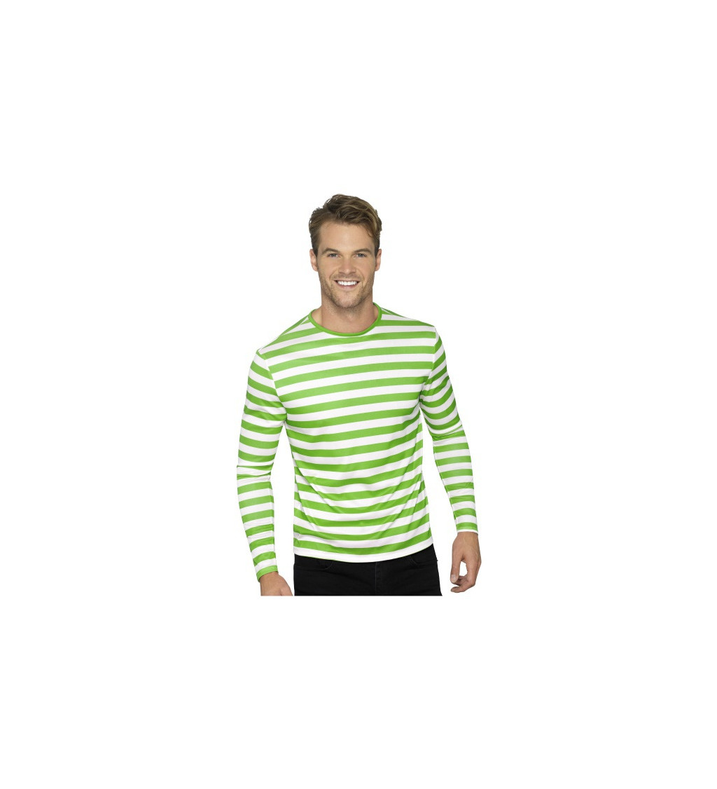 Pruhované tričko - zeleno-bílé