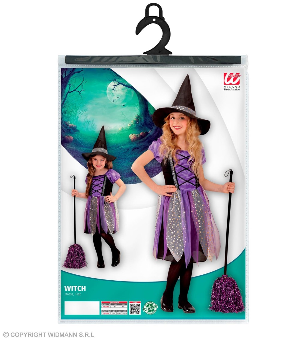 Fialová čarodějka dětský kostým