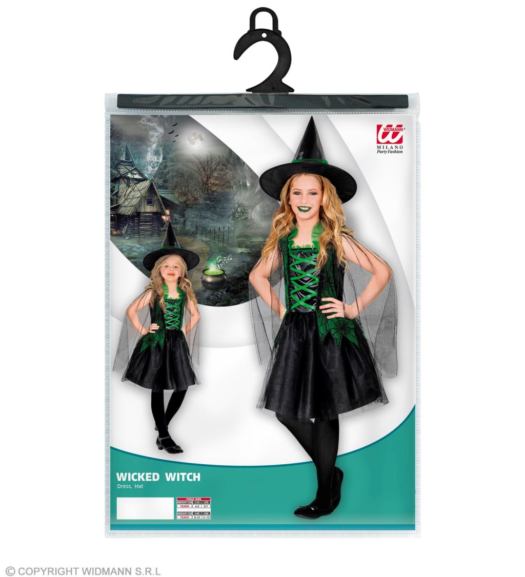 Dívčí kostým Čarodějka zelená
