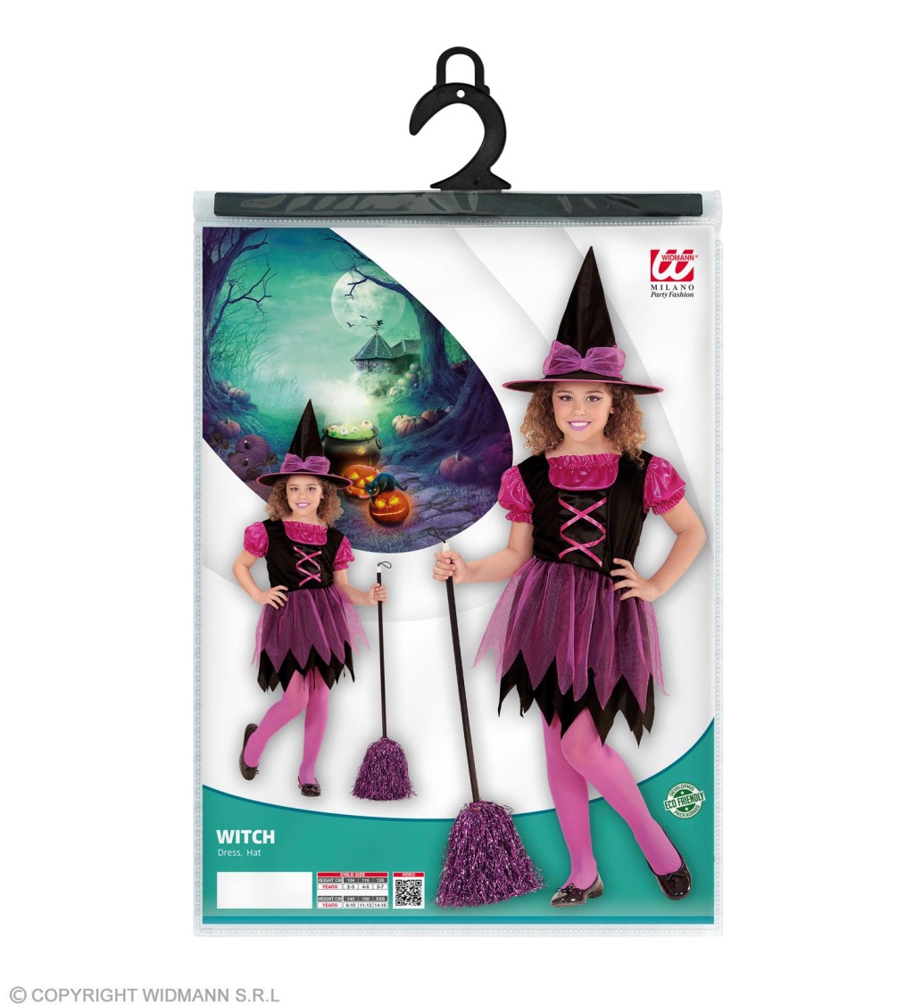 Dívčí kostým růžové čarodějky