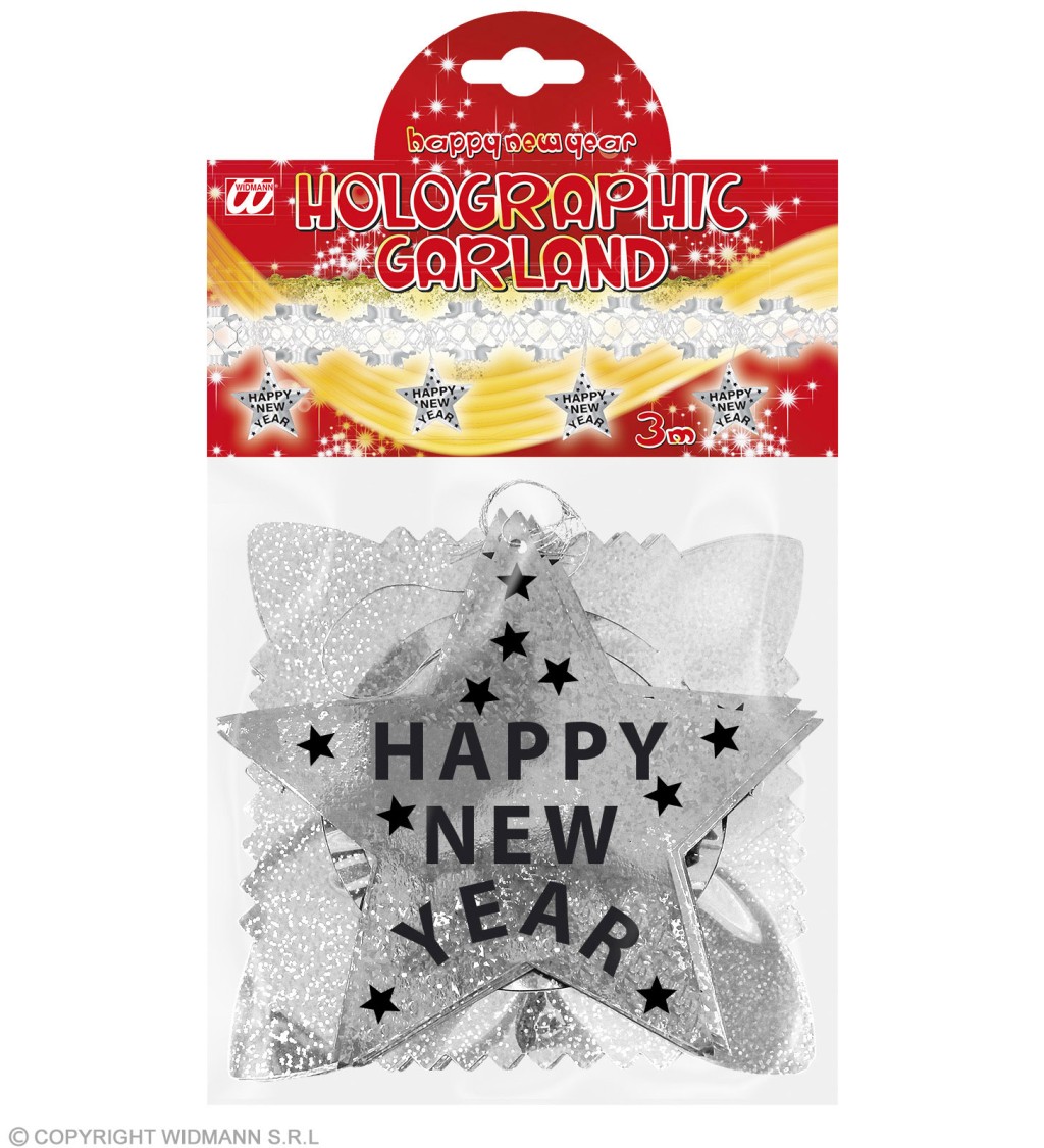Girlanda Happy New Year - stříbrná
