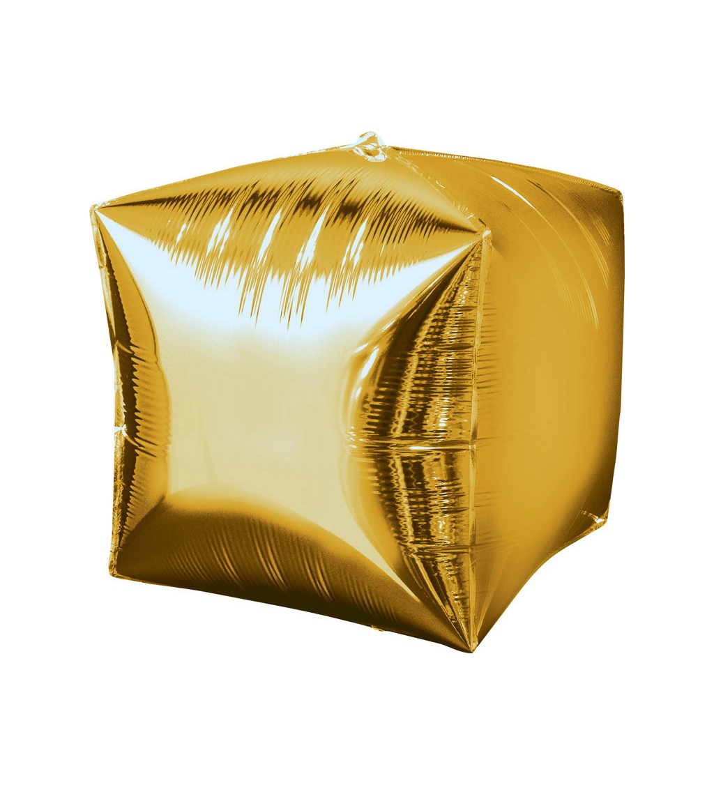 Fóliový balonek ve tvaru kostky - zlatá