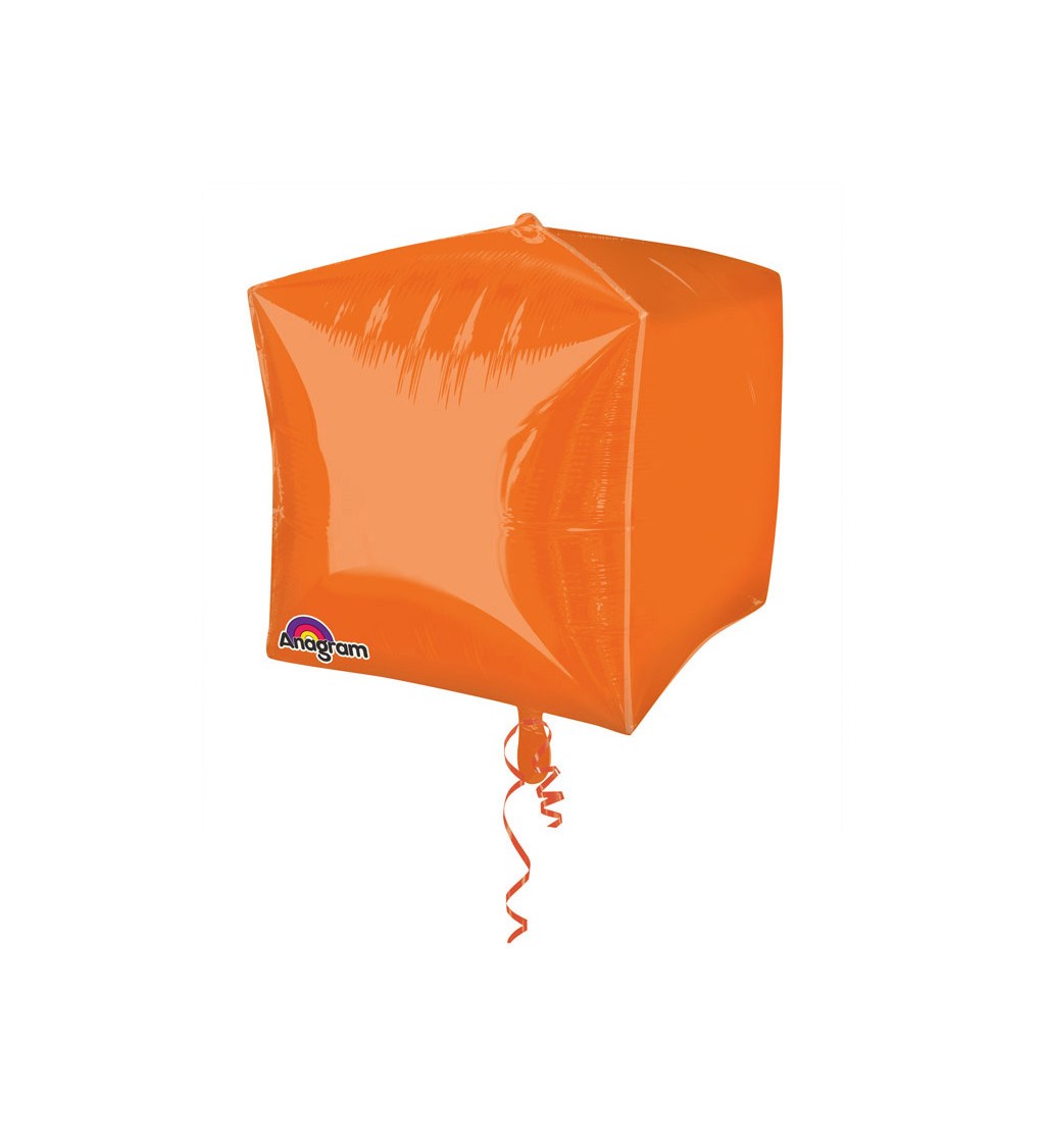 Fóliový balonek ve tvaru kostky - oranžová