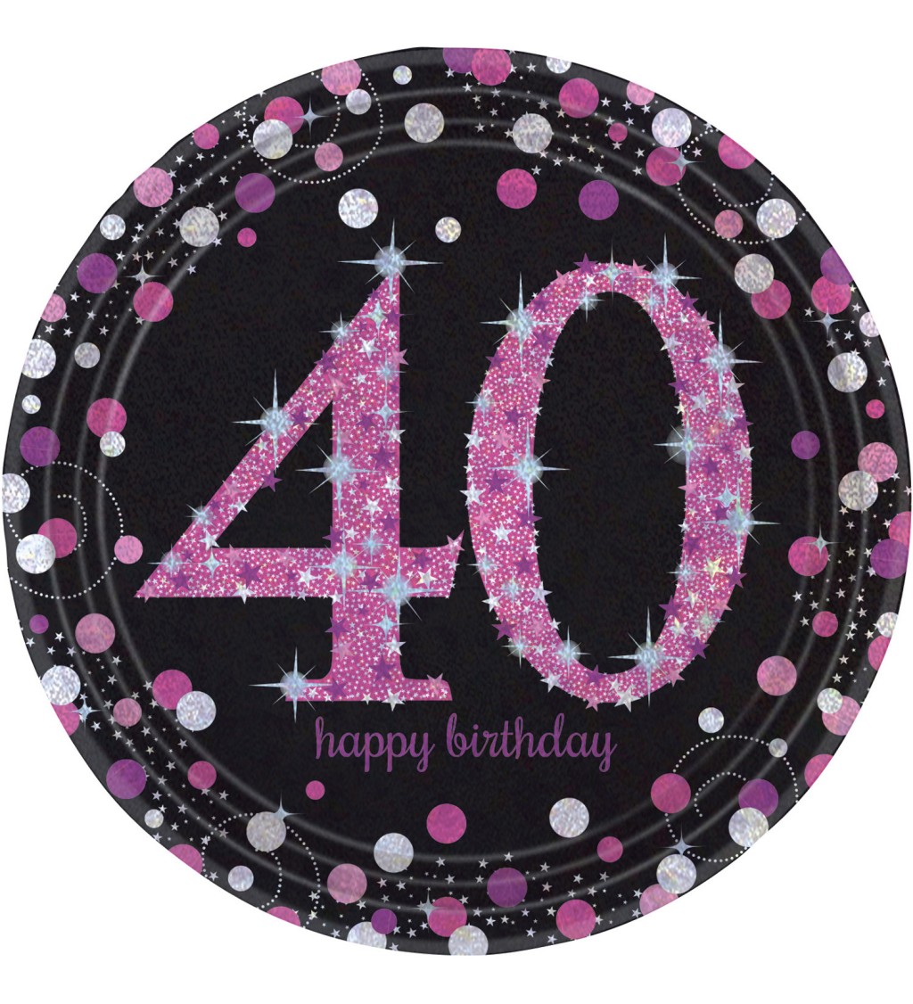 Černo-růžové talířky 40. narozeniny