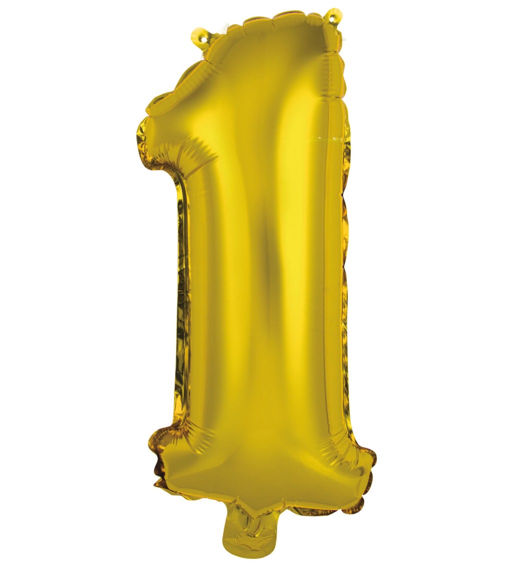 Zlatý fóliový balónek číslo 1 - mini