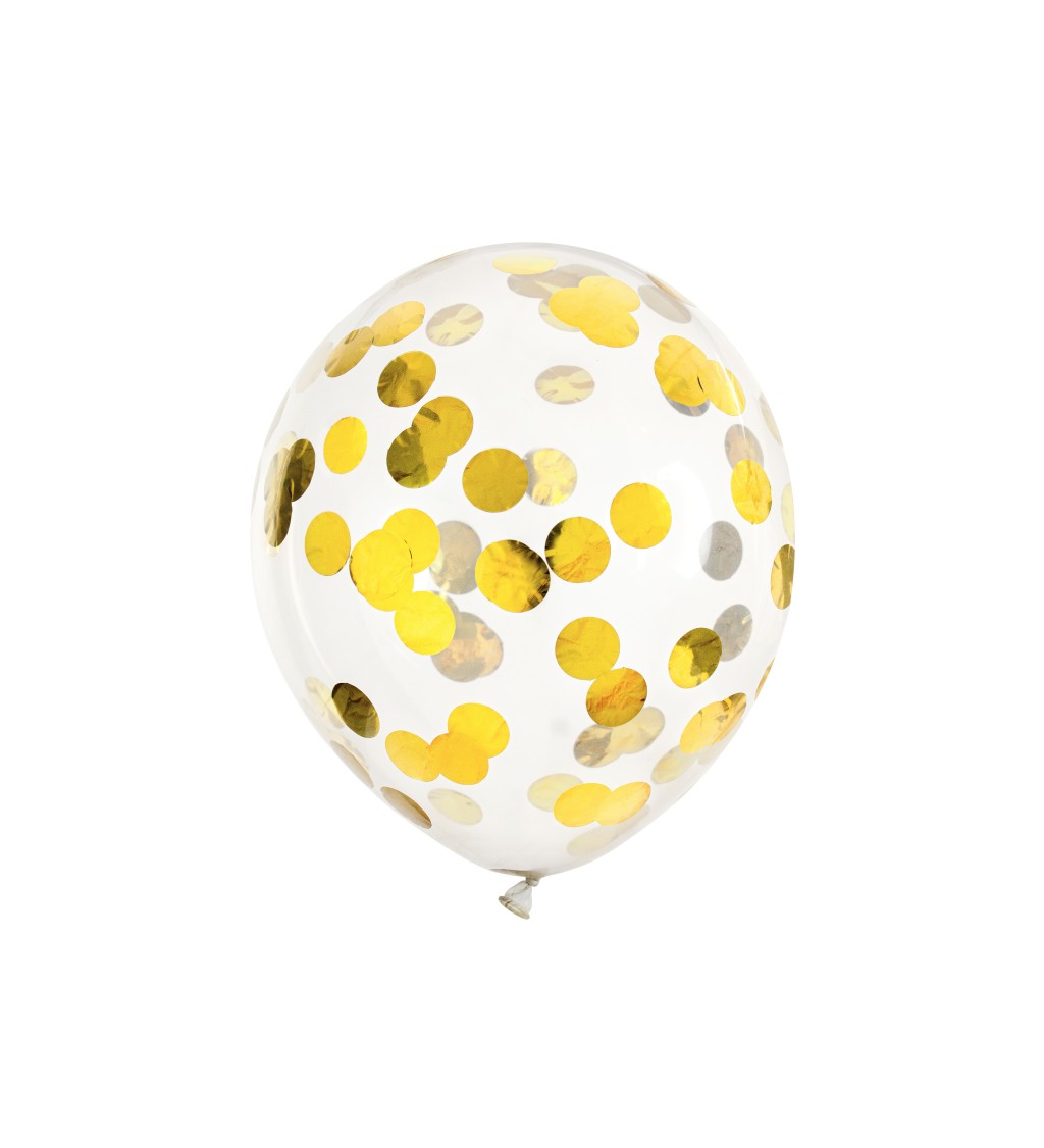 Balónky se zlatými kulatými konfetami