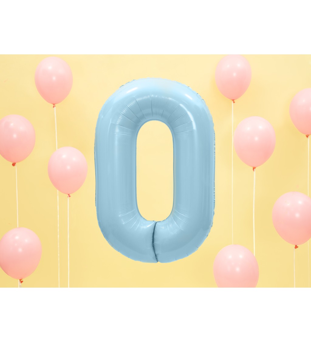Fóliový balónek číslo 0 - světle modrý