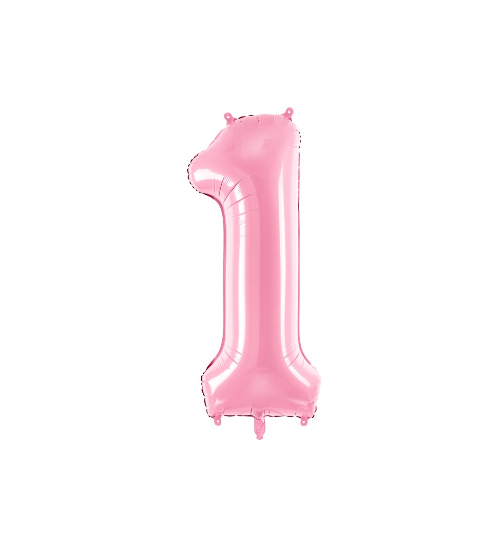 Fóliový balónek číslo 1 - světle růžový