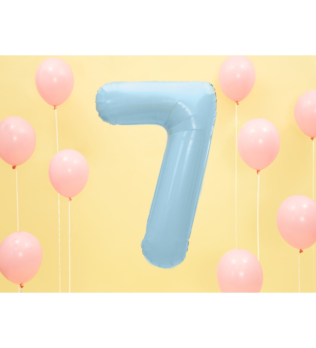 Fóliový balónek číslo 7 - světle modrý