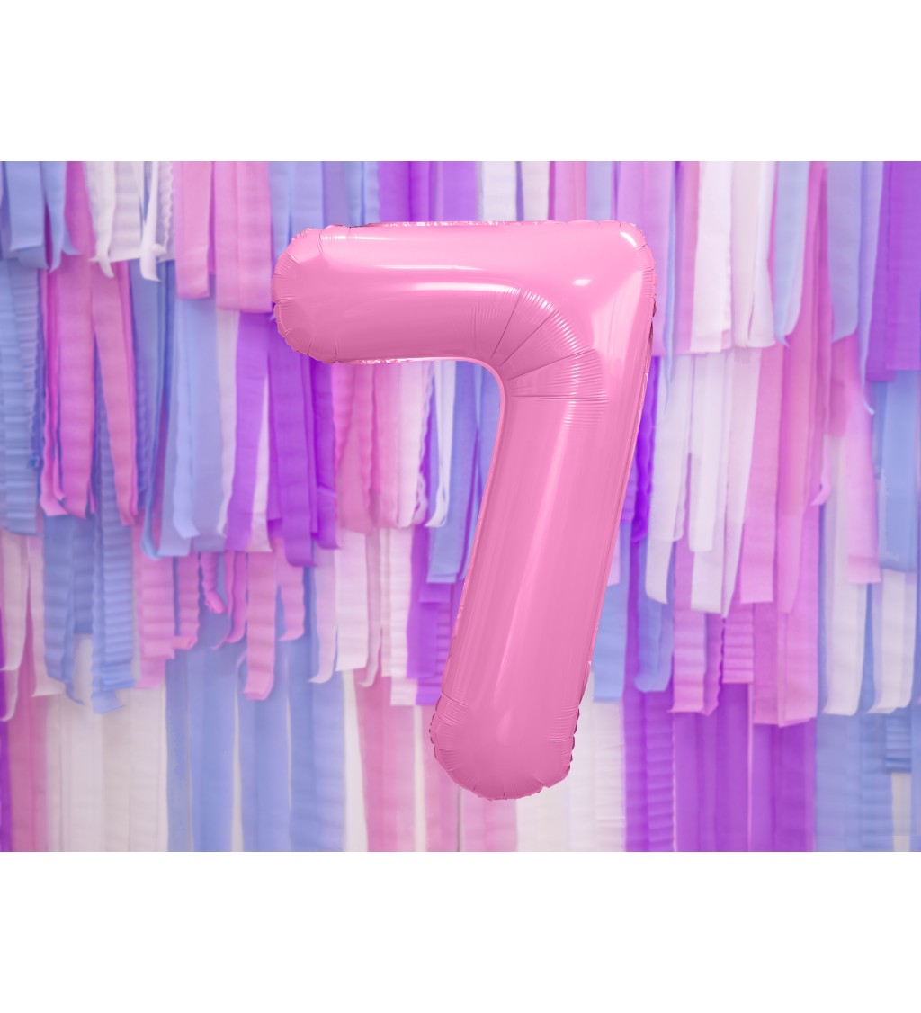 Fóliový balónek číslo 7 - světle růžový