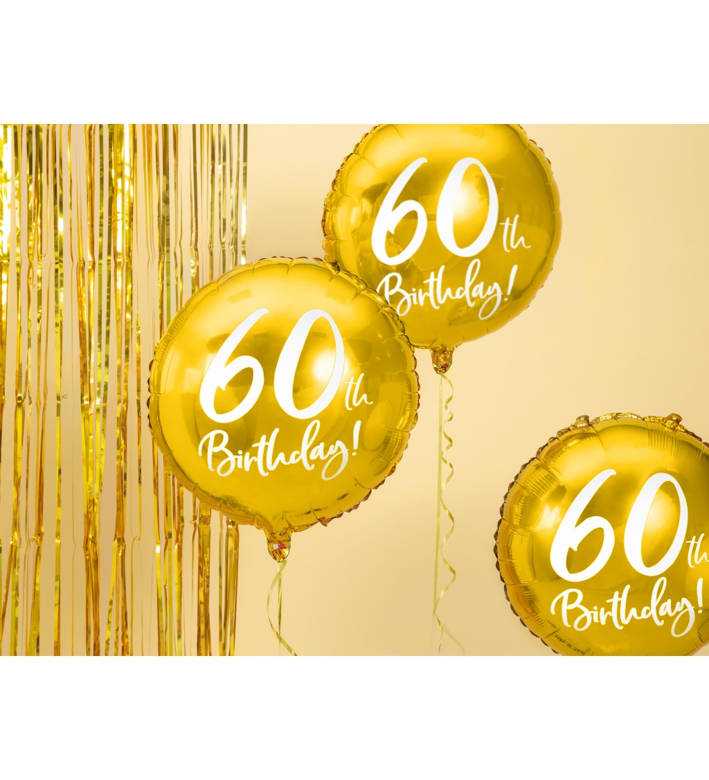 Zlatý kulatý balónek 60. narozeniny