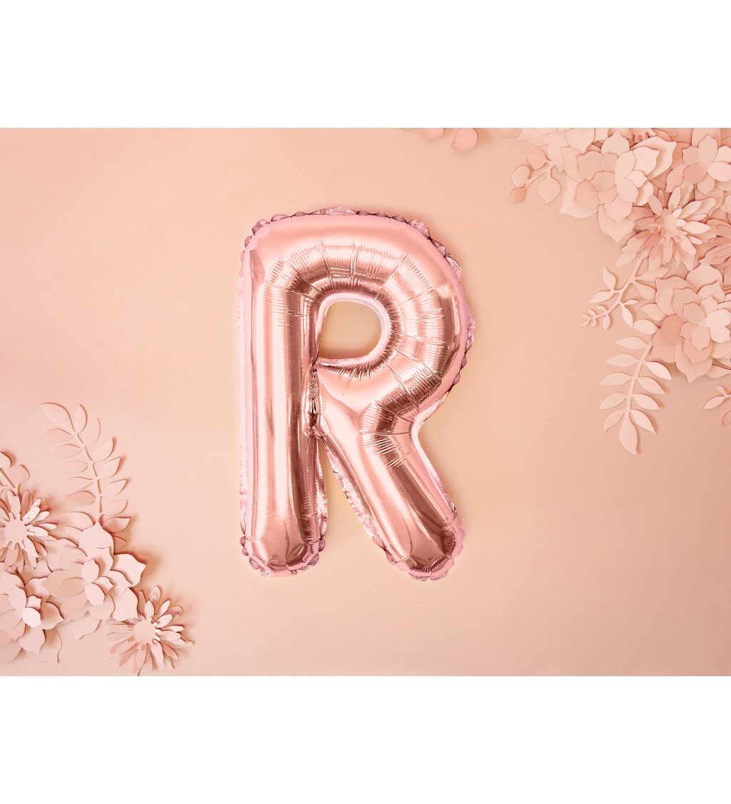 Fóliový balónek písmeno "R" rosegold, 35 cm