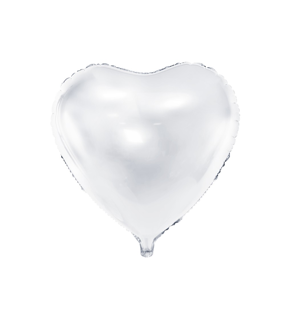 Bílé srdce fóliový balónek