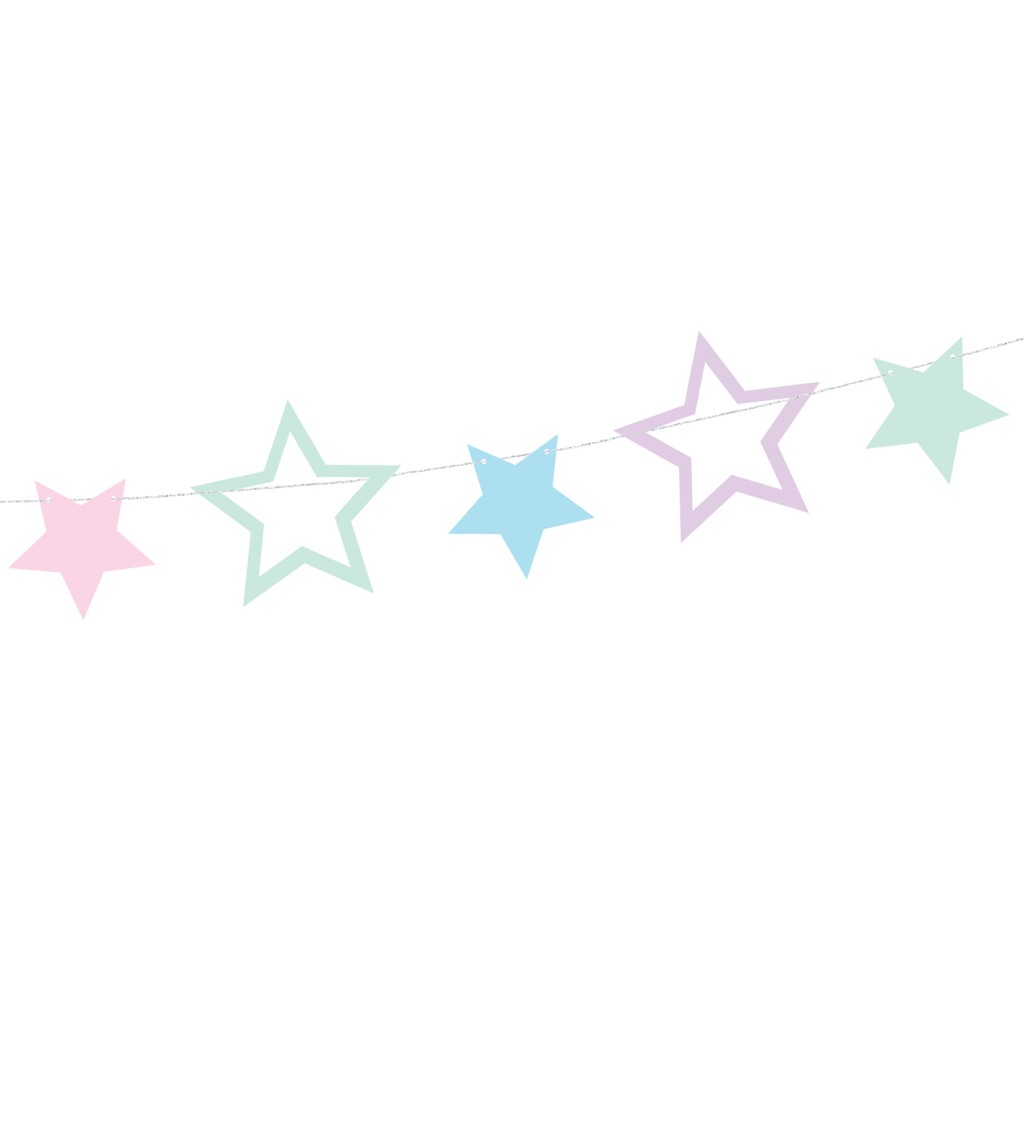 Girlanda jednorožec s barevnými hvězdičkami