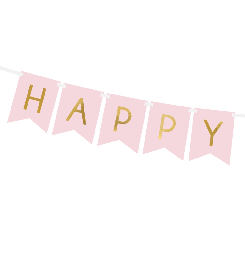Světle růžová girlanda - Happy Birthday