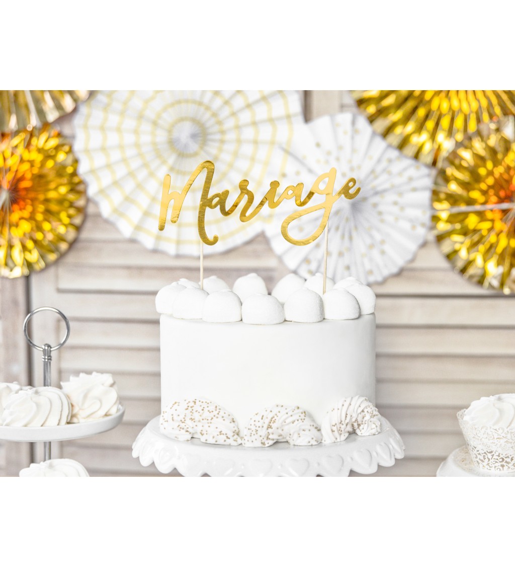 Zlatá dekorace na dort - Mariage