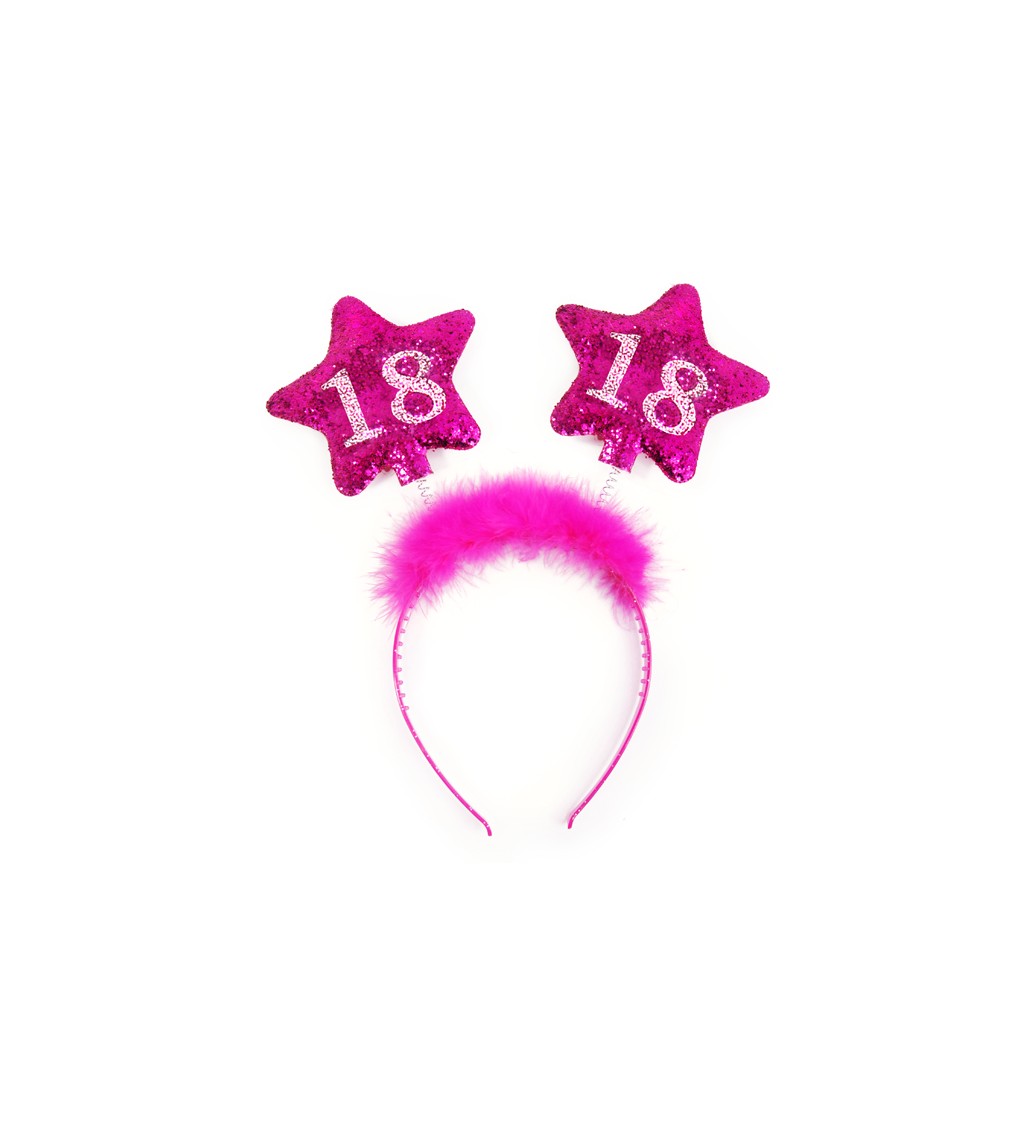 Růžová narozeninová čelenka "18"