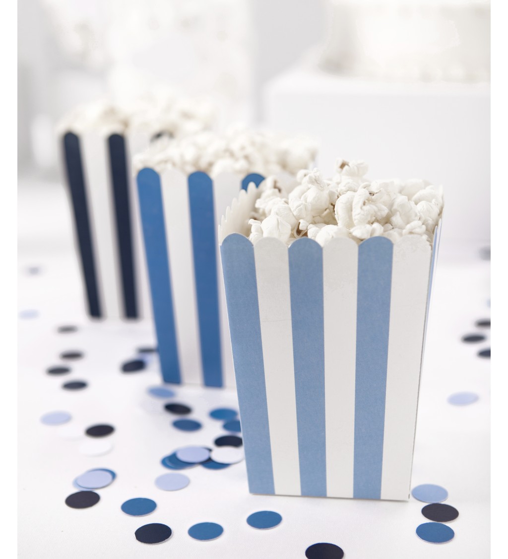 Bílo-modré krabičky na popcorn