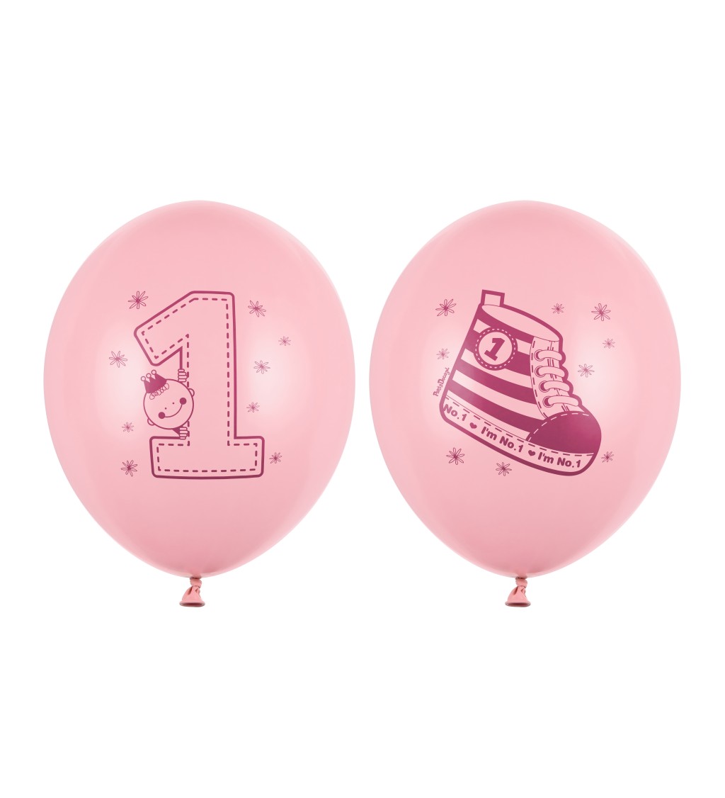 Balonky 1 rok - růžový 6 ks